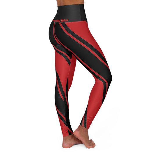 Candy Striped HW Yoga Pants (Black/Red)