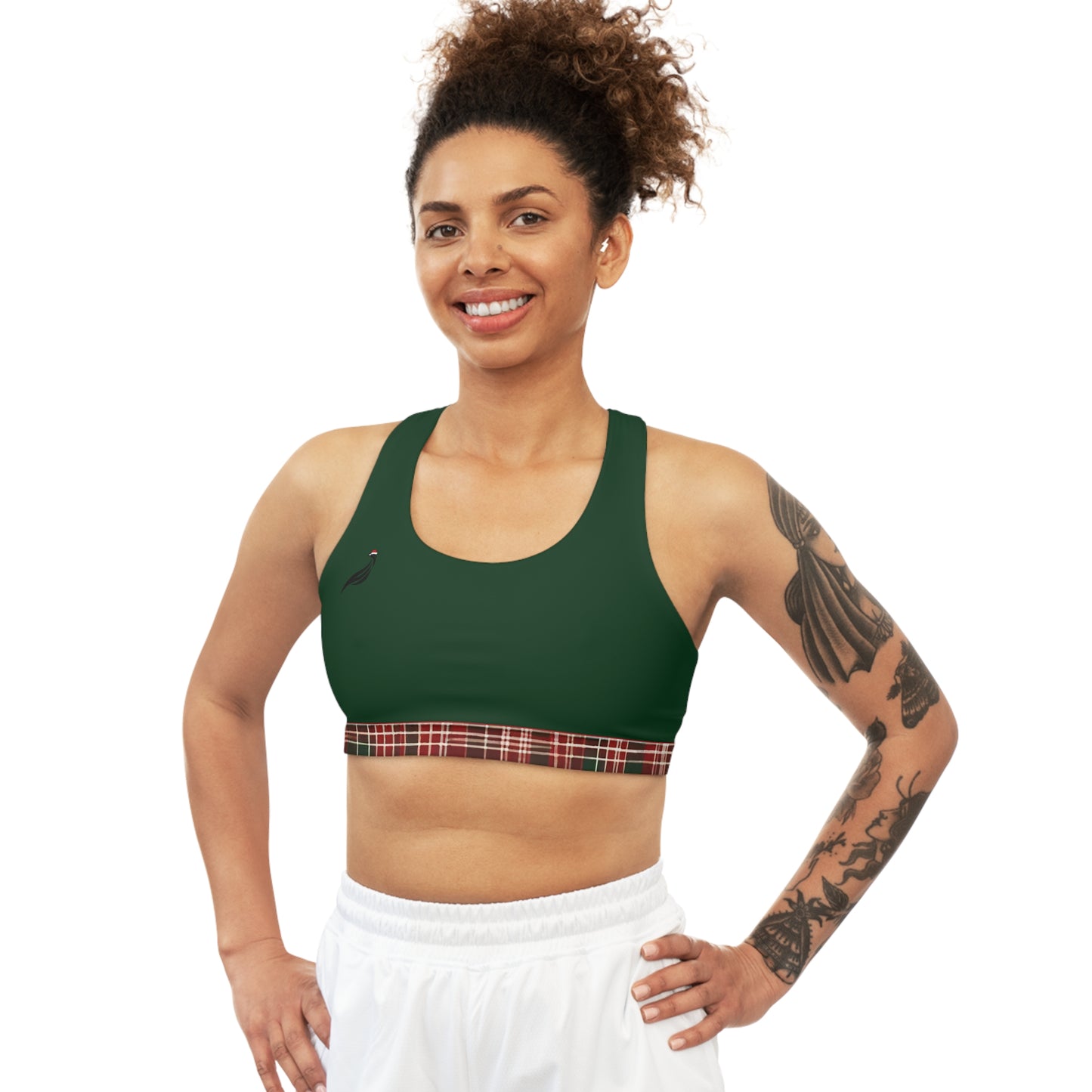 Plaid Christmas Sports Bra