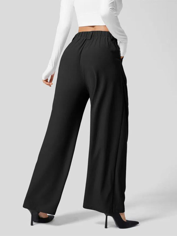 Women's Casual Loose Wide Leg Pocket High Waist Women's Pants
